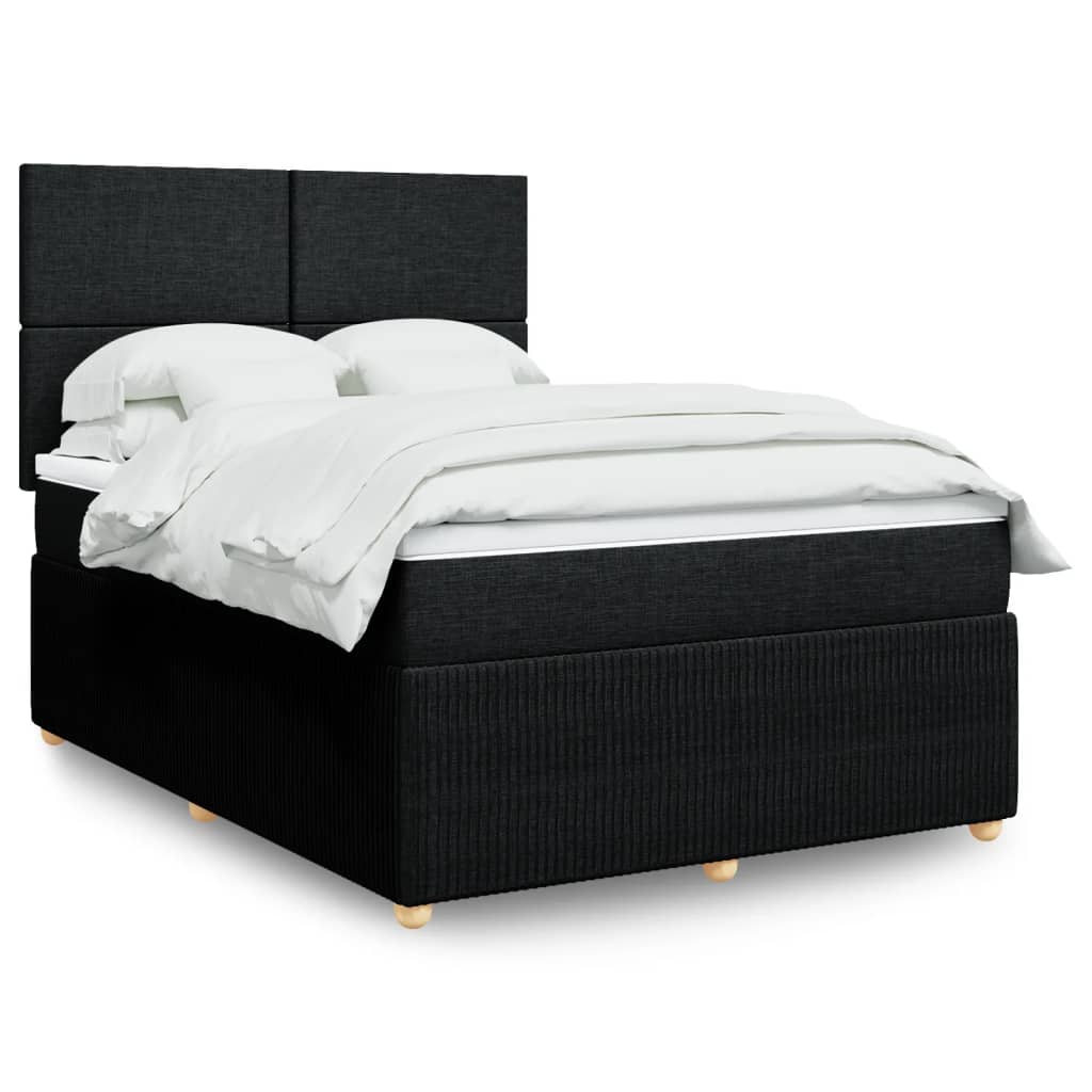Box Spring Postel S Matrací Černá Textil Černá