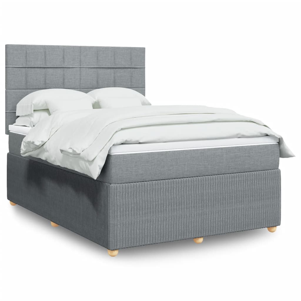 Box Spring Postel S Matrací Textil Světle Šedá
