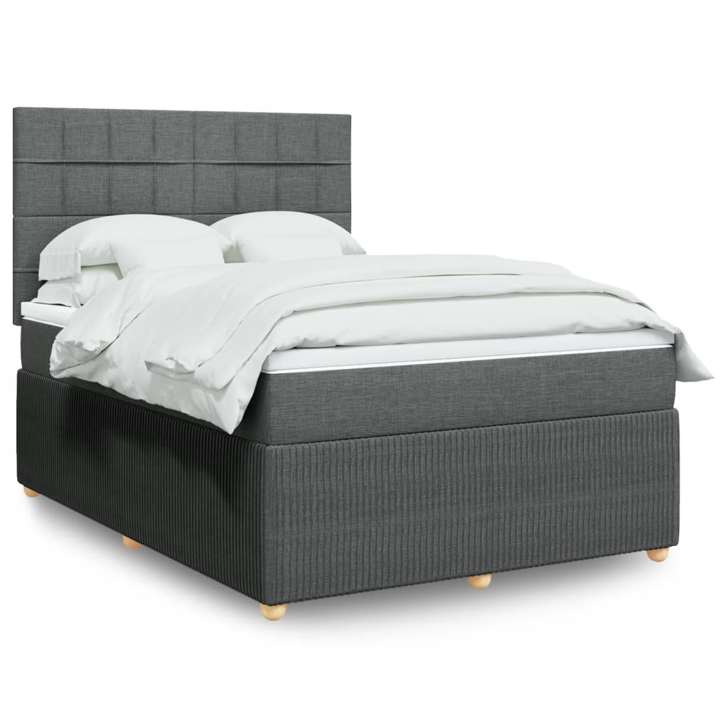 Box Spring Postel S Matrací Textil Tmavě Šedá