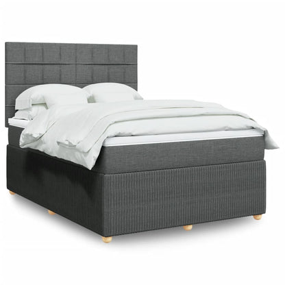 Box Spring Postel S Matrací Textil Tmavě Šedá