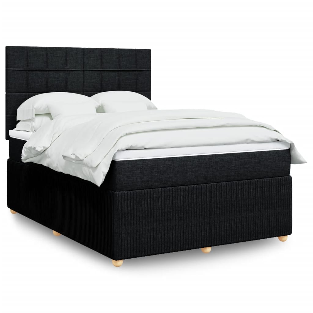 Box Spring Postel S Matrací Černá Textil Černá