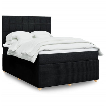 Box Spring Postel S Matrací Černá Textil Černá