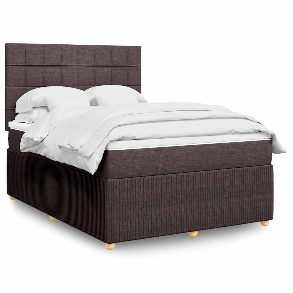 Box Spring Postel S Matrací Textil Tmavě Hnědá