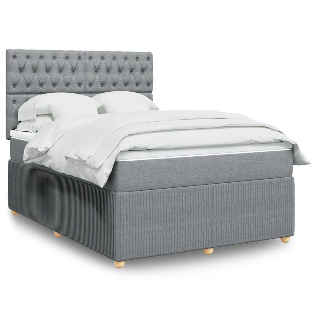 Box Spring Postel S Matrací Textil Světle Šedá