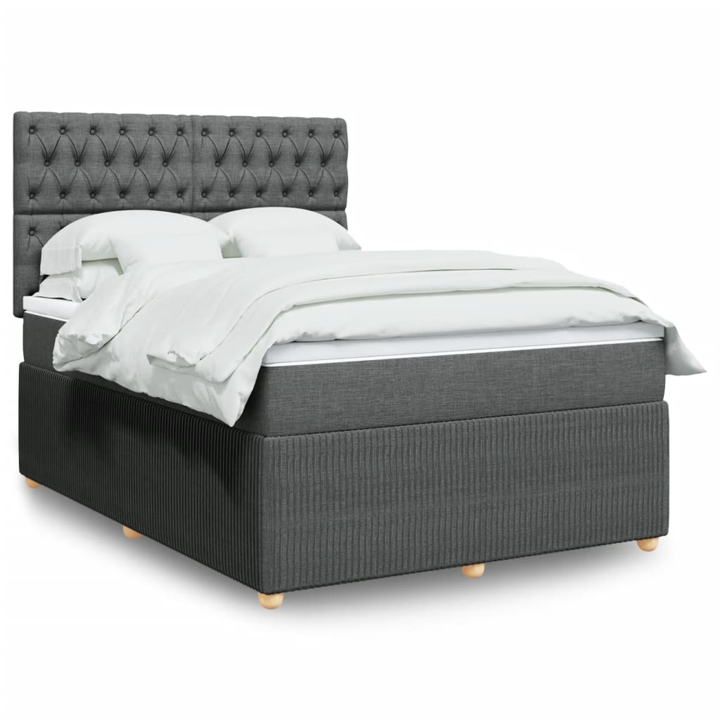 Box Spring Postel S Matrací Textil Tmavě Šedá