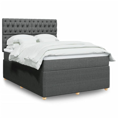 Box Spring Postel S Matrací Textil Tmavě Šedá