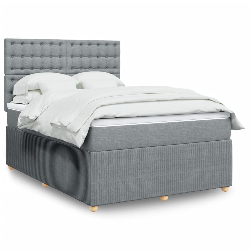 Box Spring Postel S Matrací Textil Světle Šedá