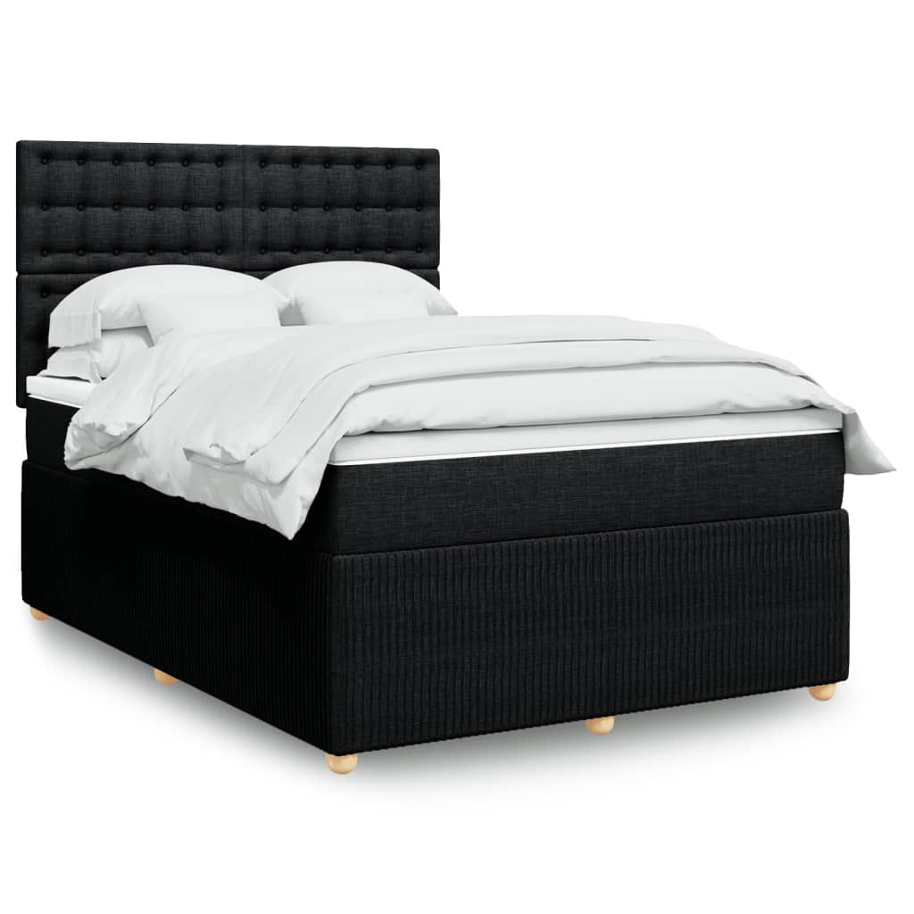 Box Spring Postel S Matrací Černá Textil Černá