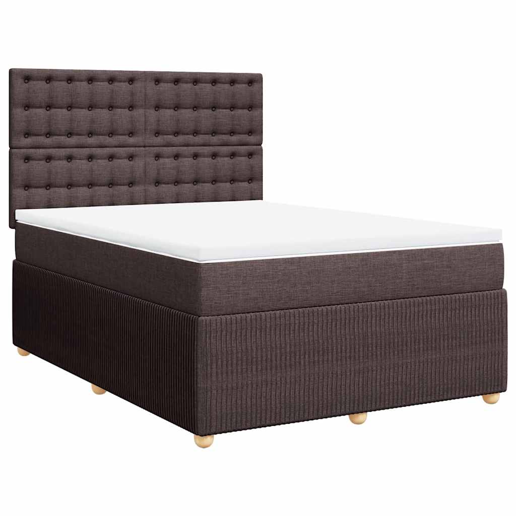 Box Spring Postel S Matrací Tmavě Hnědá 160X200 Cm Textil