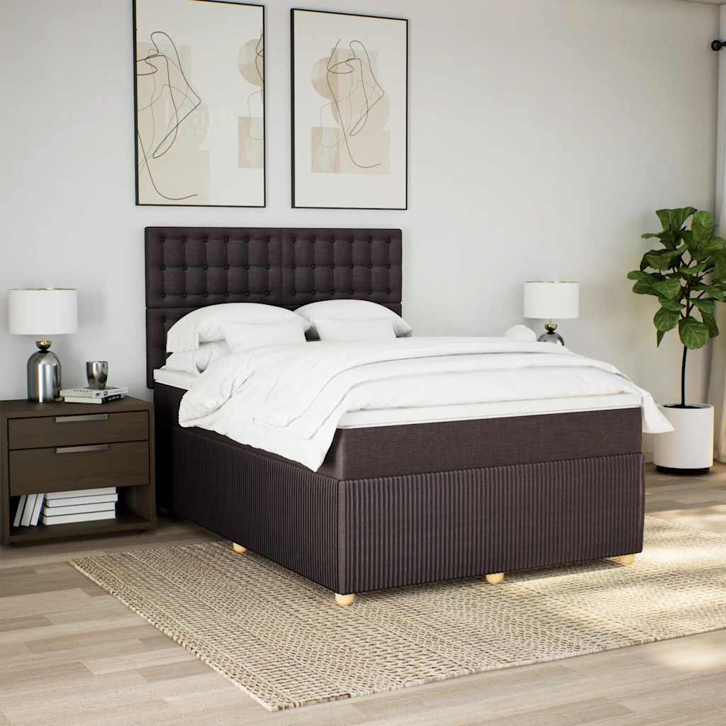 Box Spring Postel S Matrací Tmavě Hnědá 160X200 Cm Textil