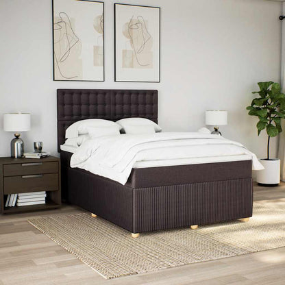Box Spring Postel S Matrací Tmavě Hnědá 160X200 Cm Textil