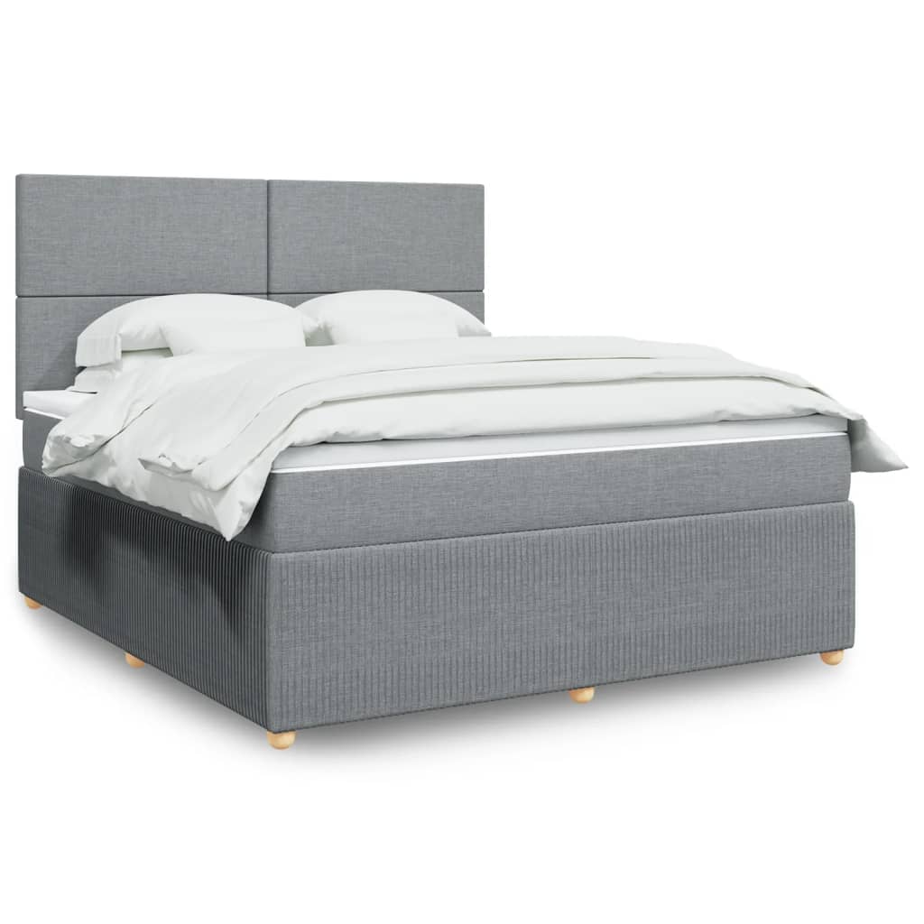 Box Spring Postel S Matrací Textil Světle Šedá