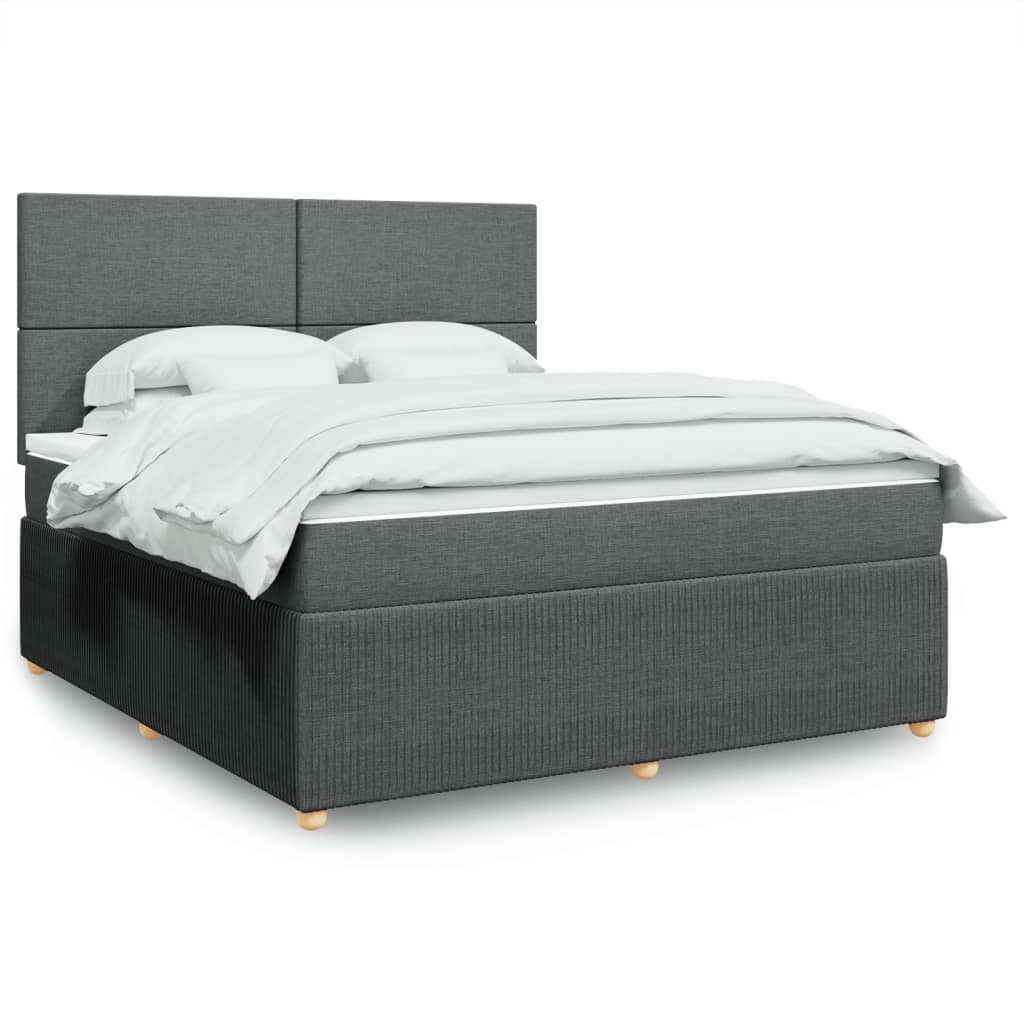 Box Spring Postel S Matrací Textil Tmavě Šedá