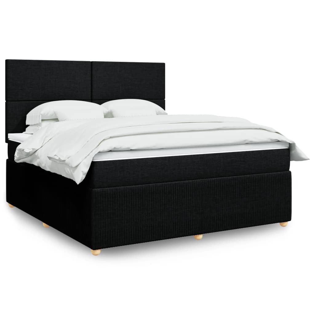 Box Spring Postel S Matrací Černá Textil Černá