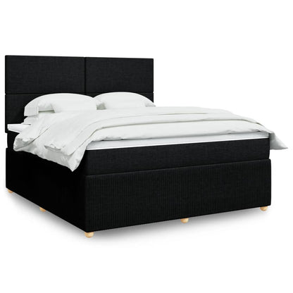 Box Spring Postel S Matrací Černá Textil Černá
