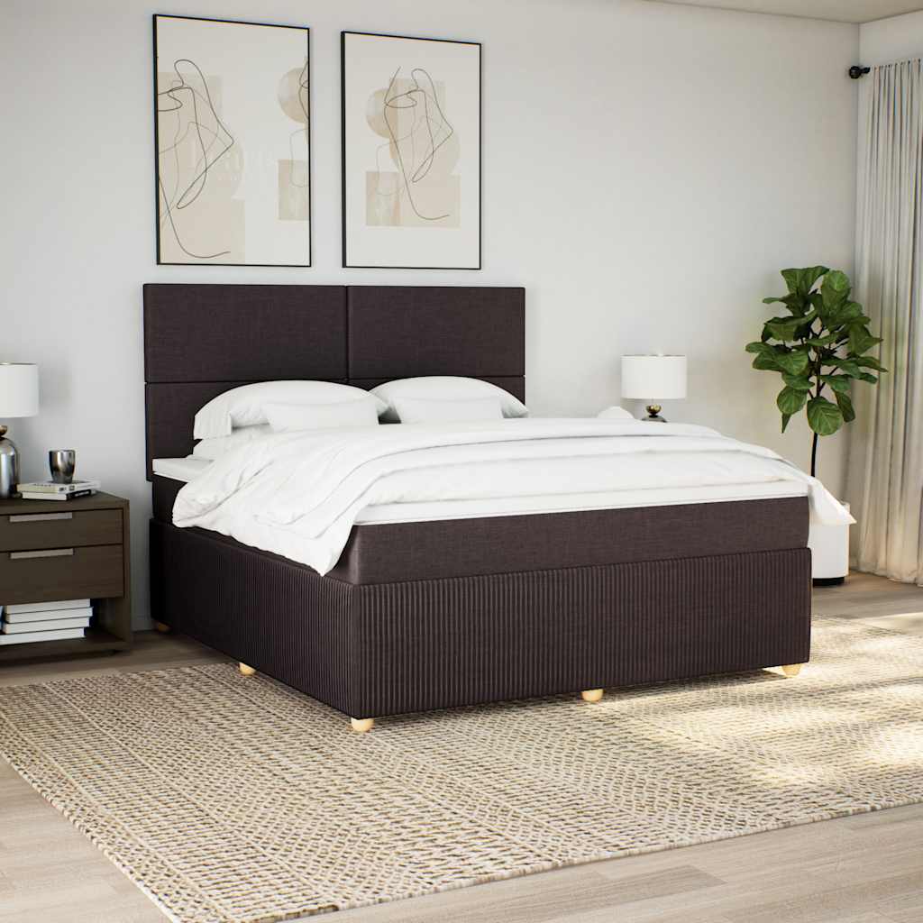 Box Spring Postel S Matrací Textil Tmavě Hnědá
