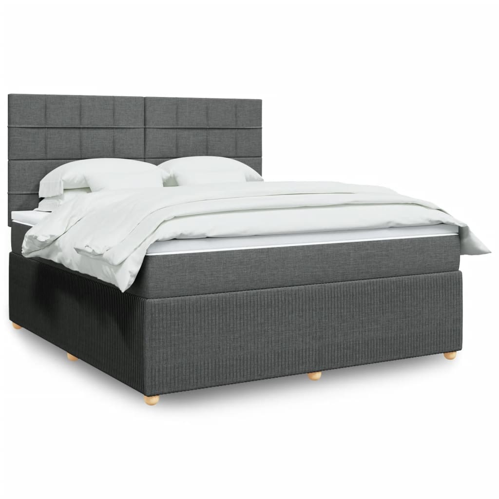 Box Spring Postel S Matrací Textil Tmavě Šedá