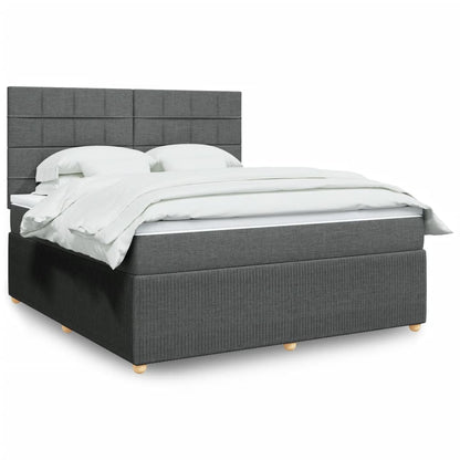 Box Spring Postel S Matrací Textil Tmavě Šedá