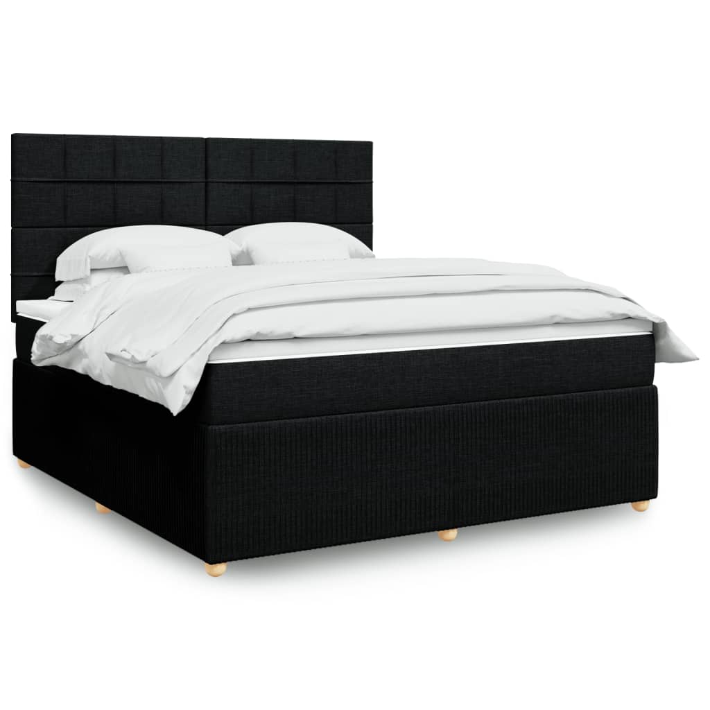 Box Spring Postel S Matrací Černá Textil Černá