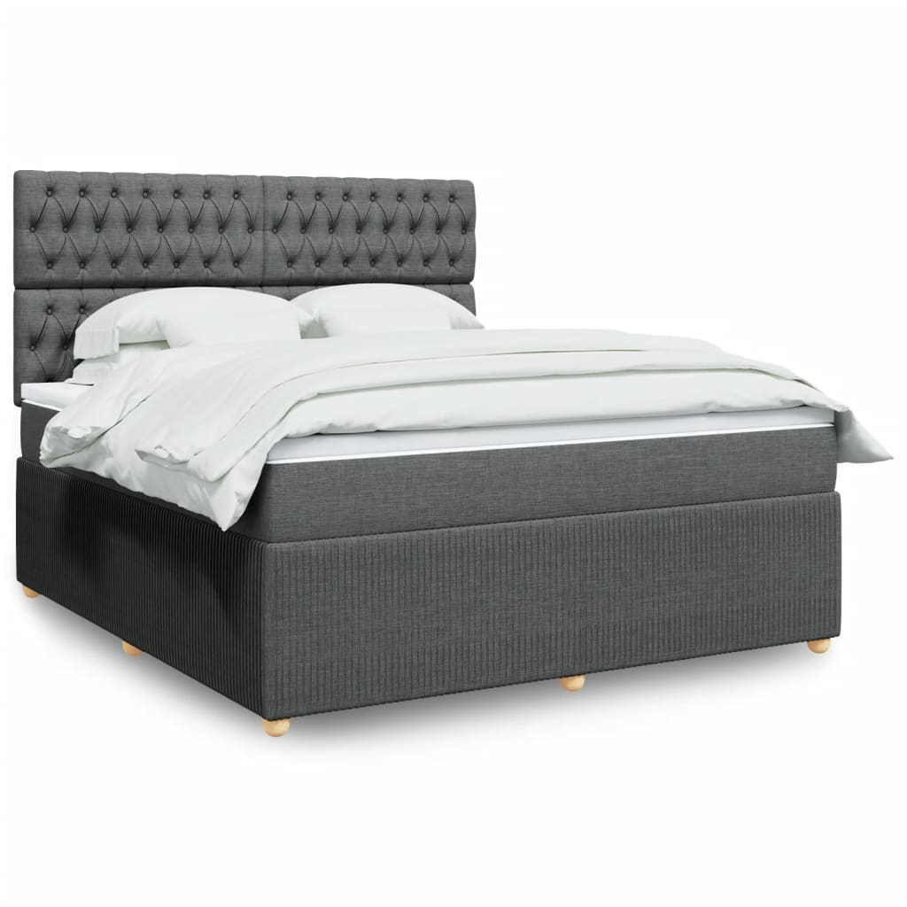 Box Spring Postel S Matrací Textil Tmavě Šedá