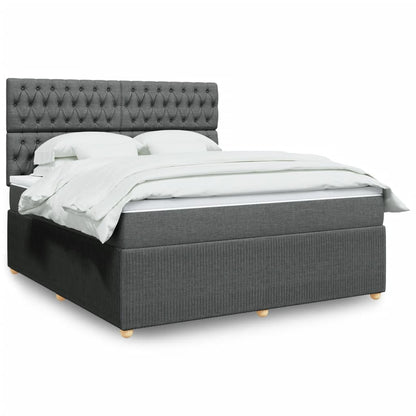 Box Spring Postel S Matrací Textil Tmavě Šedá