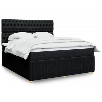 Box Spring Postel S Matrací Černá Textil Černá
