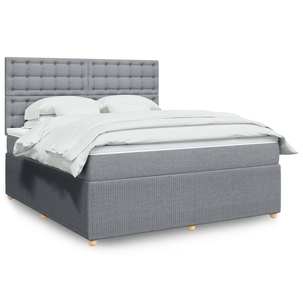 Box Spring Postel S Matrací Textil Světle Šedá