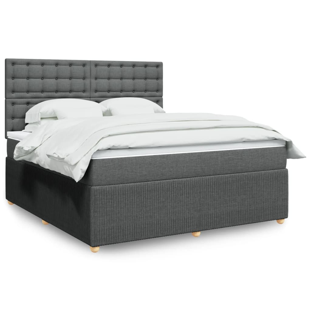 Box Spring Postel S Matrací Textil Tmavě Šedá