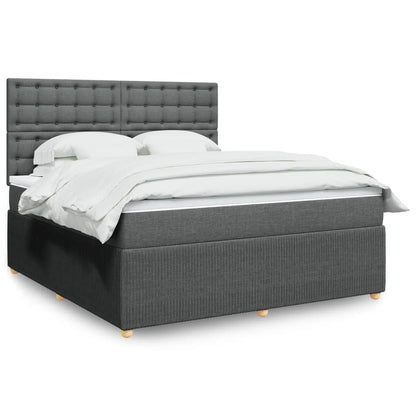 Box Spring Postel S Matrací Textil Tmavě Šedá