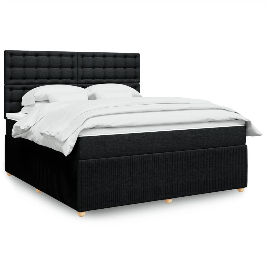 Box Spring Postel S Matrací Černá Textil Černá