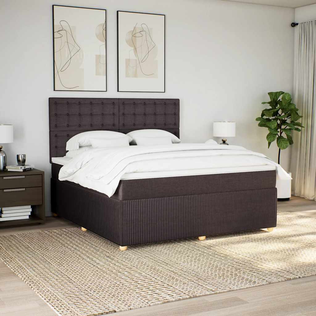 Box Spring Postel S Matrací Textil Tmavě Hnědá