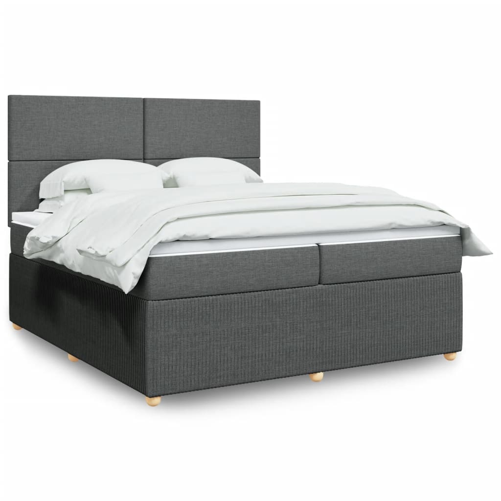 Box Spring Postel S Matrací Textil Tmavě Šedá