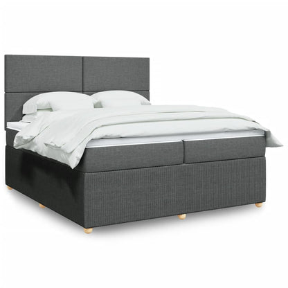 Box Spring Postel S Matrací Textil Tmavě Šedá