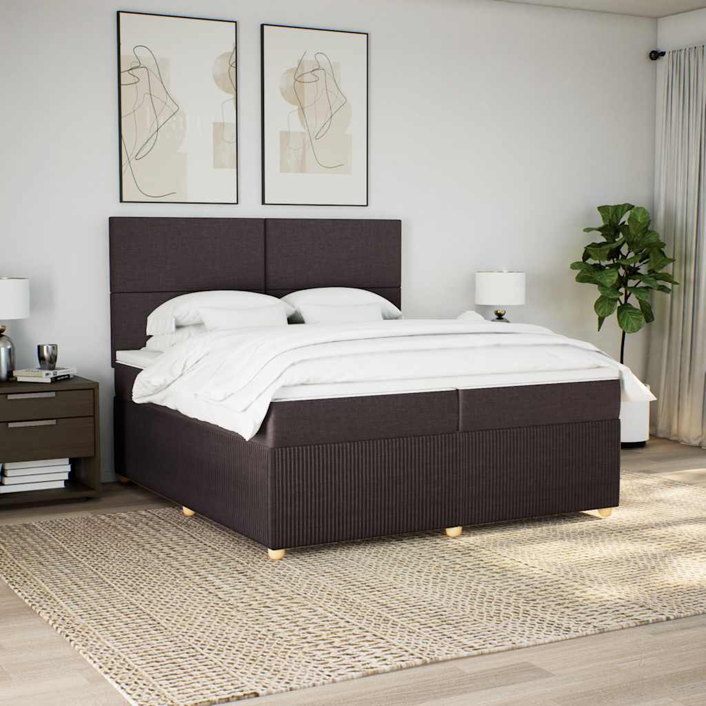 Box Spring Postel S Matrací Textil Tmavě Hnědá
