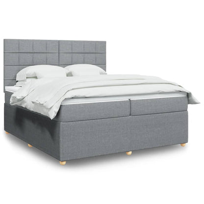 Box Spring Postel S Matrací Textil Světle Šedá