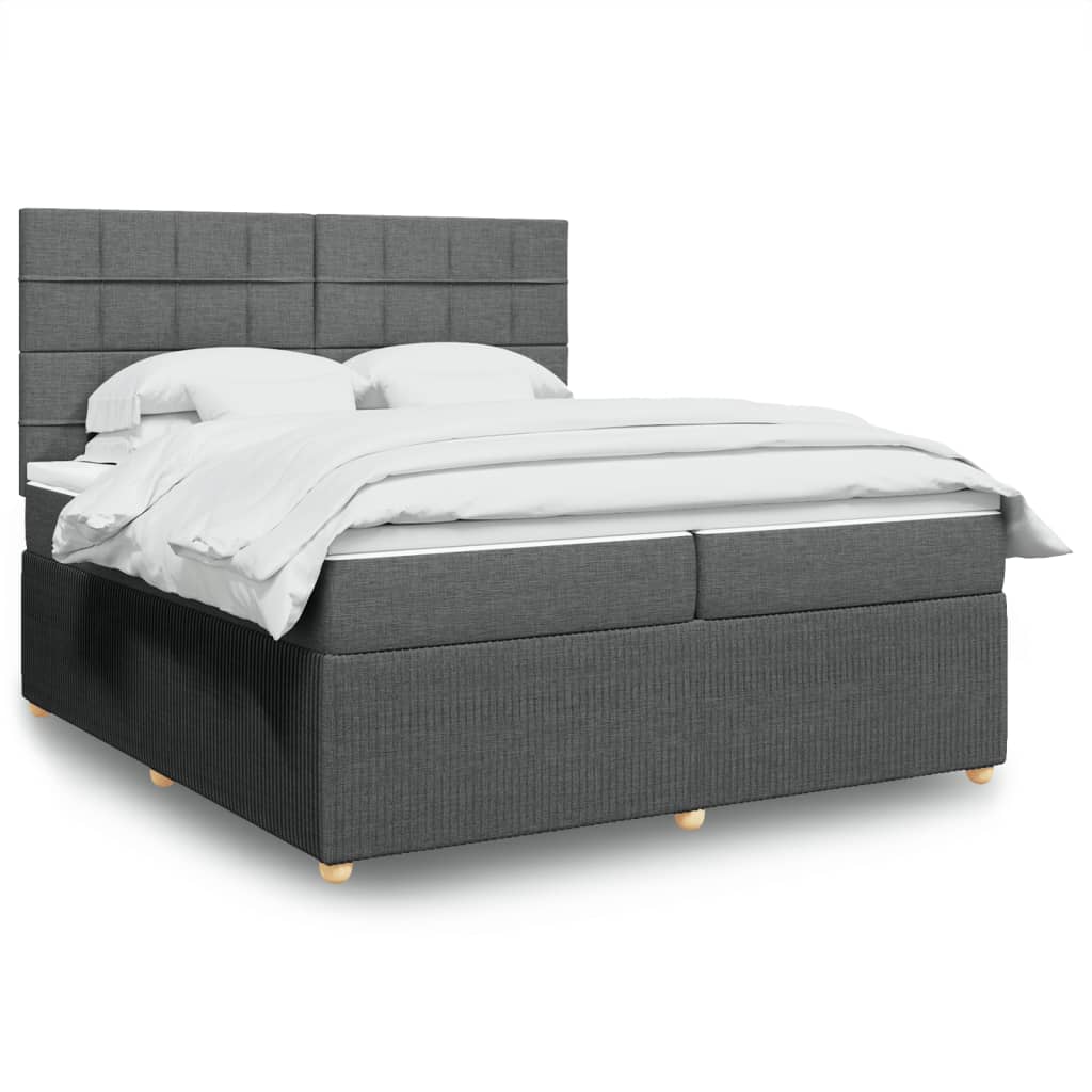 Box Spring Postel S Matrací Textil Tmavě Šedá