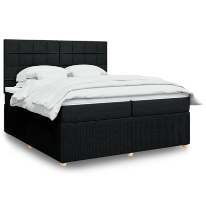 Box Spring Postel S Matrací Černá Textil Černá