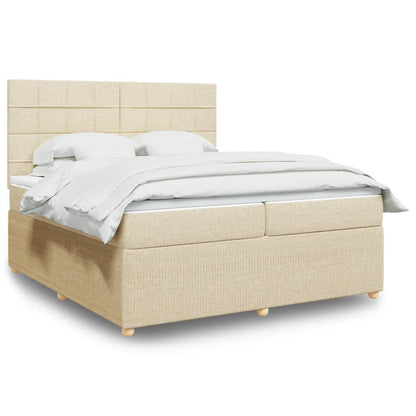 Box Spring Postel S Matrací Textil Krémová