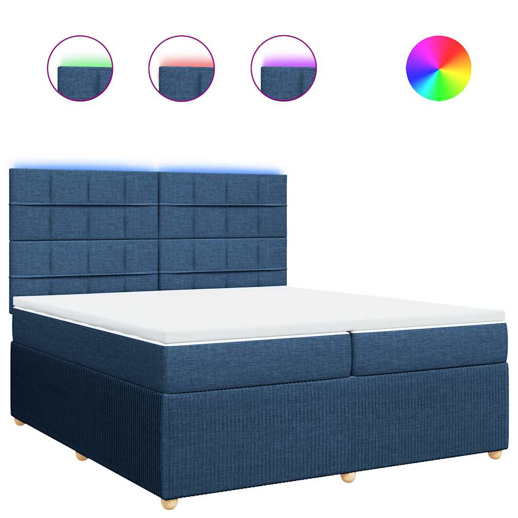 Box Spring Postel S Matrací Modrá 200X200 Cm Textil