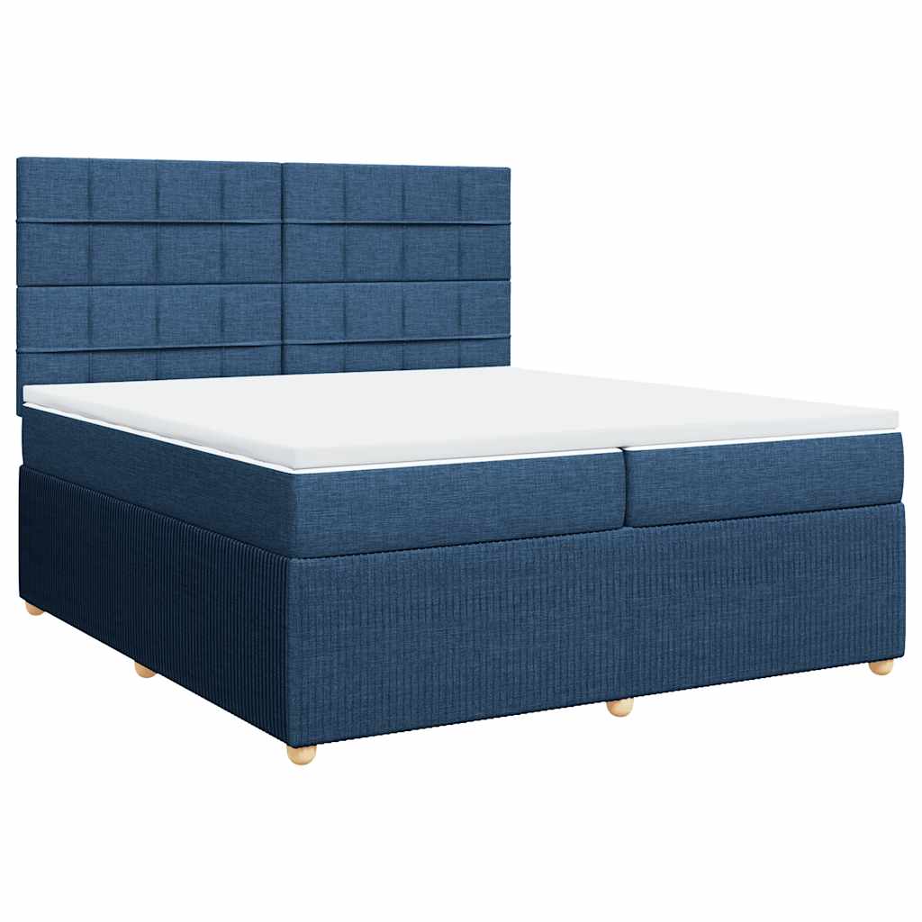 Box Spring Postel S Matrací Modrá 200X200 Cm Textil