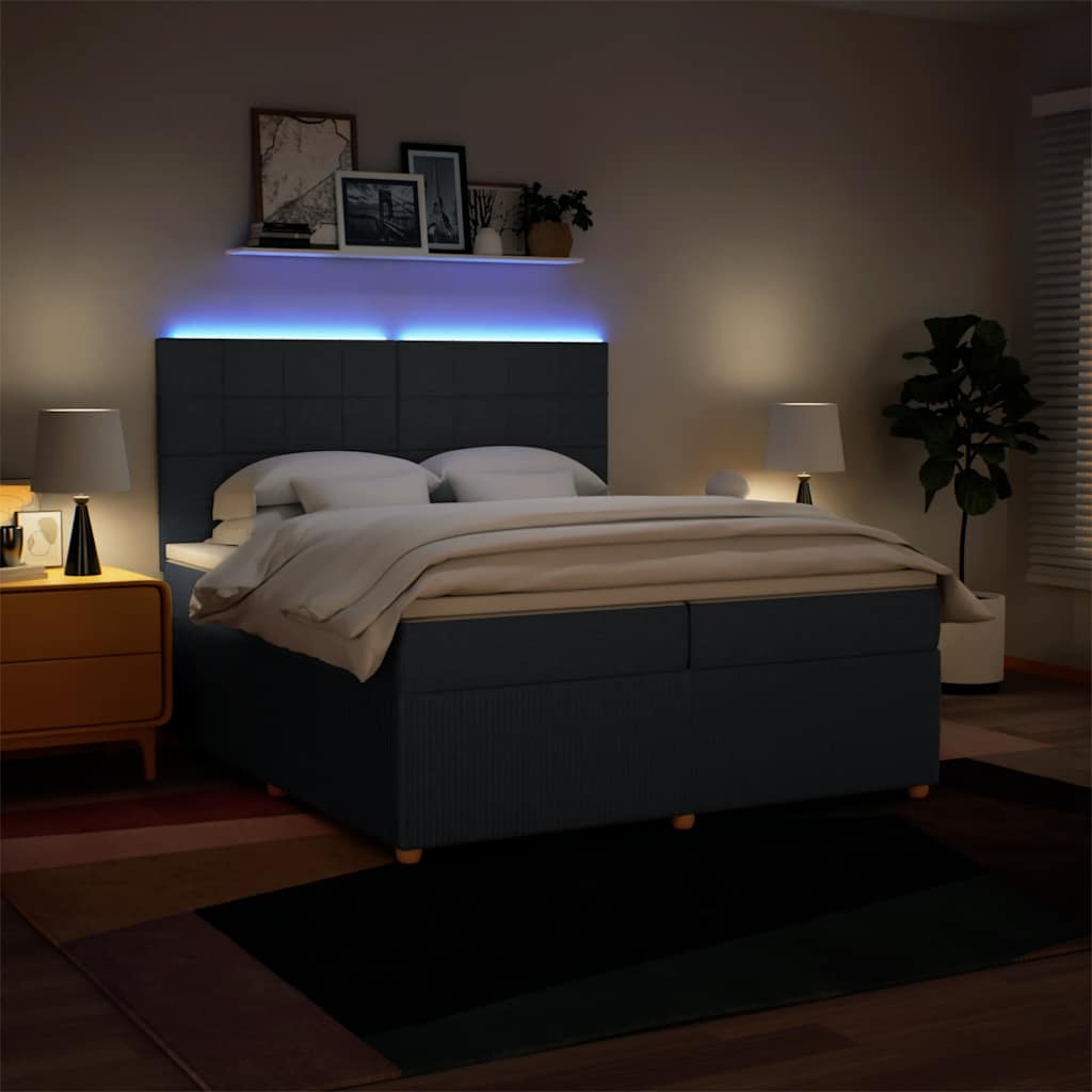 Box Spring Postel S Matrací Modrá 200X200 Cm Textil