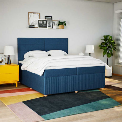Box Spring Postel S Matrací Modrá 200X200 Cm Textil