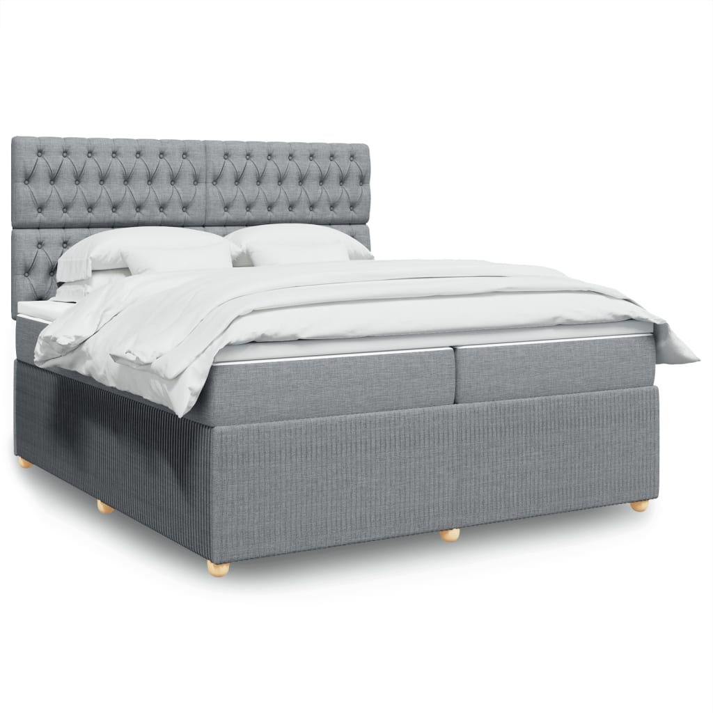 Box Spring Postel S Matrací Textil Světle Šedá