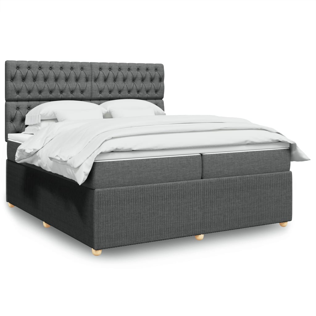 Box Spring Postel S Matrací Textil Tmavě Šedá