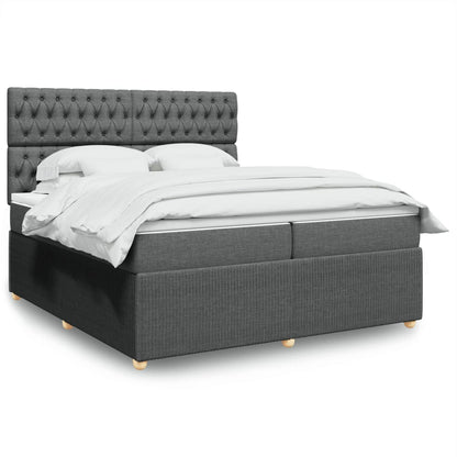 Box Spring Postel S Matrací Textil Tmavě Šedá