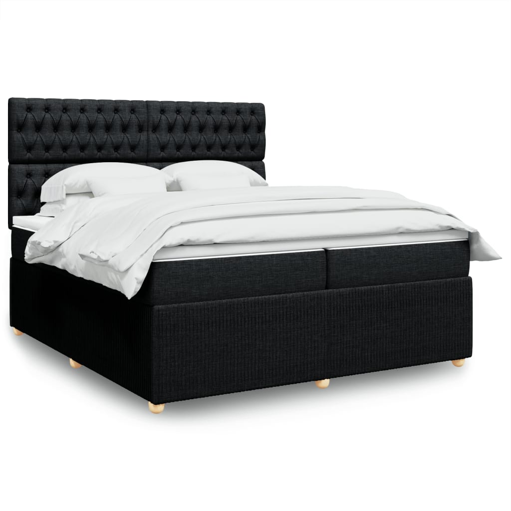 Box Spring Postel S Matrací Černá Textil Černá