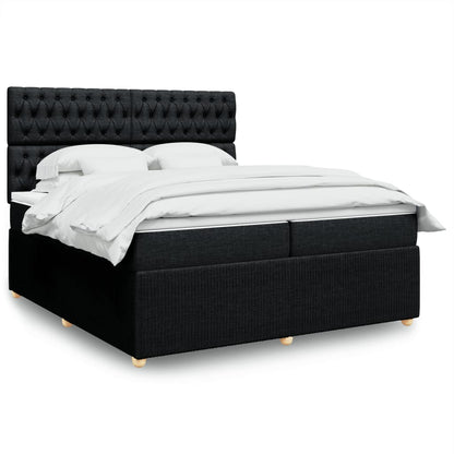 Box Spring Postel S Matrací Černá Textil Černá