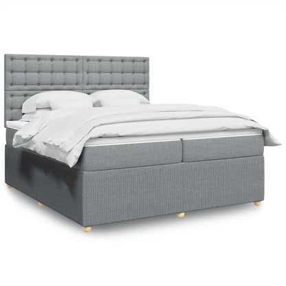 Box Spring Postel S Matrací Textil Světle Šedá