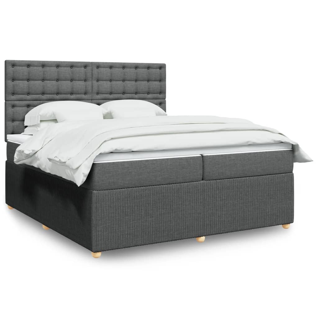 Box Spring Postel S Matrací Textil Tmavě Šedá