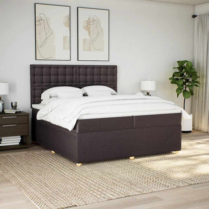 Box Spring Postel S Matrací Textil Tmavě Hnědá